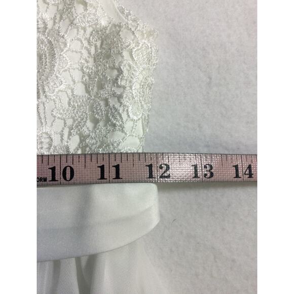 GIRL'S PARTY DRESS 6-7 Y white lace chiffon flower girl long maxi dress B74 - Picture 5 of 7